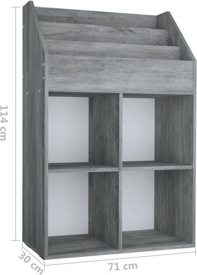 Kids Floor Shelving Unit Gray 71x30x114 cm