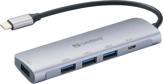 Sandberg Saver Hub 4 Ports USB 3.0 with USB-C Connection Silver