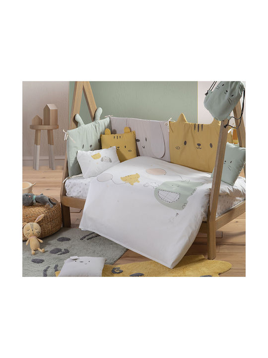 Nef-Nef Homeware Διακοσμητικό Μαξιλάρι Κούνιας "Hello World" Πράσινo 30x30cm
