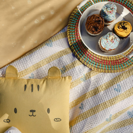 Nef-Nef Homeware Декоративна Възглавница за Люлка Hello World Жълт 30x30см 030527