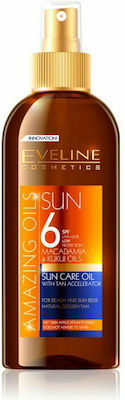 Eveline Amazing Oils Sun Care Oil With Tan Accelerator Sunscreen Oil for the Body SPF6 in Spray 150ml