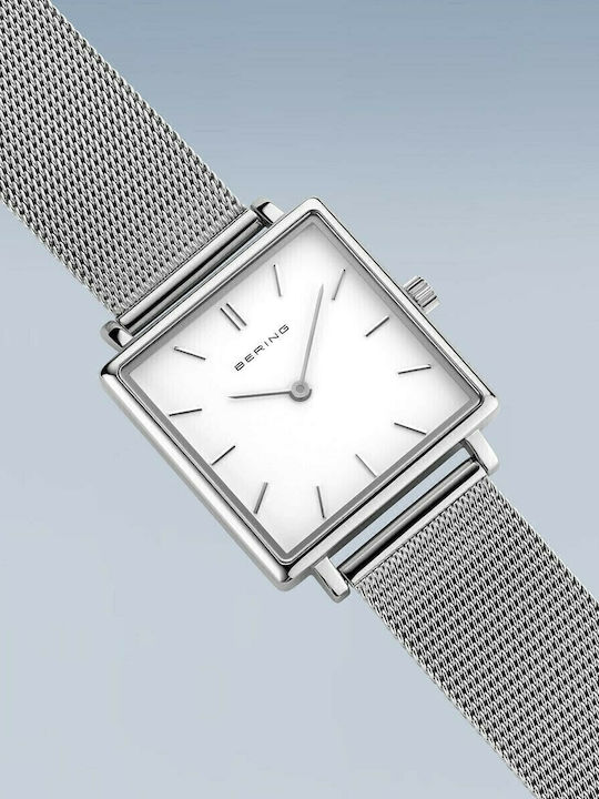 Bering Time Classic Γυναικείο Ρολόι 26mm Μπαταρίας με Ασημί Μεταλλικό Μπρασελέ