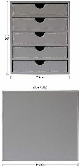 Osco Leather Desktop Drawer 5 Number of Spit 25x33.5x31cm Gray