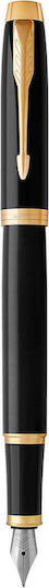 Parker IM Duo Pen Set Ballpoint Medium with Fountain Pen Medium made of Steel Laque Black