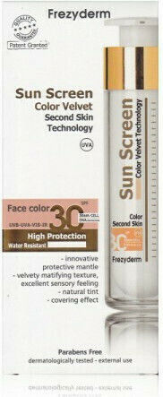 Frezyderm Sun Screen Color Velvet Αδιάβροχη Αντηλιακή Κρέμα Προσώπου SPF30 με Χρώμα 50ml