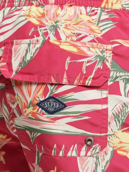 Ovin Vintage Hawaiian Men's Swimwear Shorts Red Floral