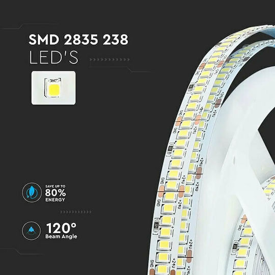 V-TAC LED Strip 24V Cold White Light 5m Type SMD2835