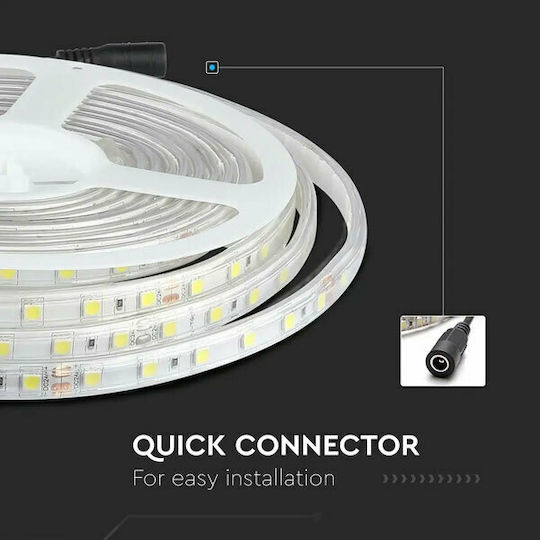 V-TAC Waterproof LED Strip 24V Warm White Light 5m Type SMD5050