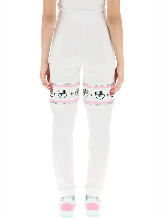 Chiara Ferragni Hohe Taille Damen-Sweatpants Jogger Weiß