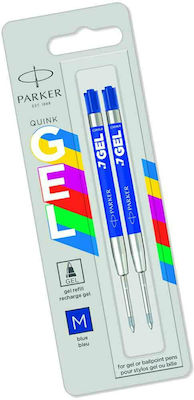 Parker Quink Gel Ανταλλακτικό Μελάνι για Στυλό σε Μπλε χρώμα Medium 2τμχ