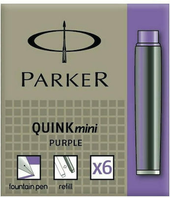 Parker Quink Mini Replacement Ink for Pen in Purple color 6τμχ 6pcs