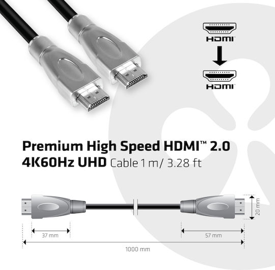 Club3D Premium HDMI 2.0 Premium High Speed 4K 60Hz HDR Cable HDMI male - HDMI male 1m Μαύρο