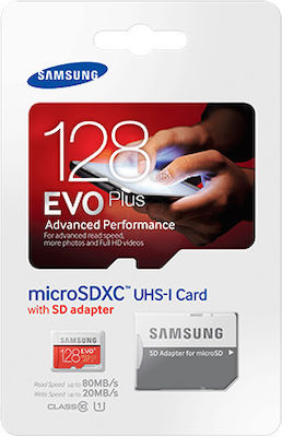 Samsung EVO+ microSDXC U1 UHS-I 80MB/s με αντάπτορα
