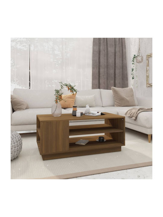 Rectangular Wooden Coffee Table Καφέ L102xW55xH43cm