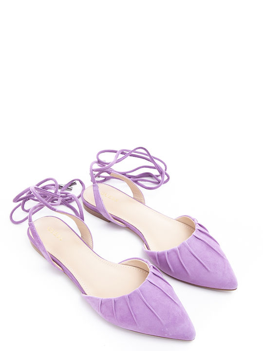 Guess Claras Leather Women's Flat Sandals In Purple Colour
