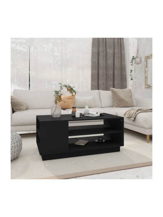 Rectangular Coffee Table Wooden Black Velvet-Black Metal L102xW55xH43cm.