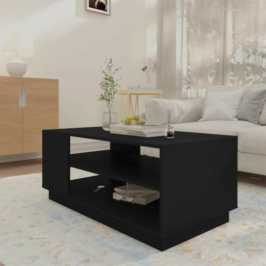 Masa De Cafea Centrală Rectangulară Din Lemn Neagră L102xL55xÎ43cm
