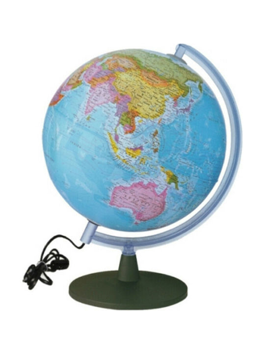 Illuminated World Globe Greek with Diameter 40cm and Height 56.5cm