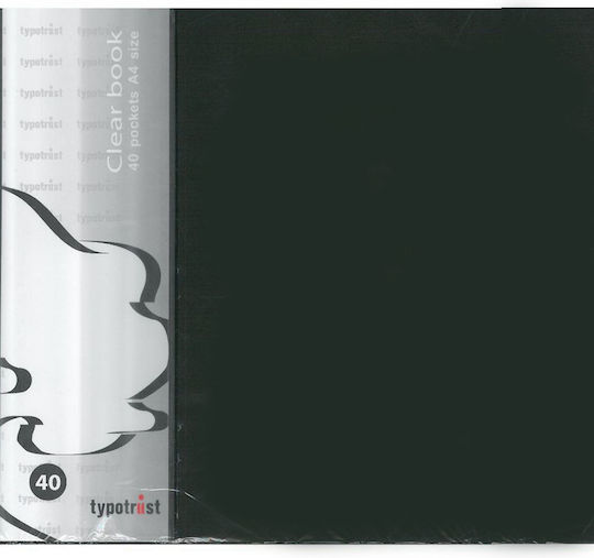 Typotrust Clipboard Flexible with 40 plastic sleeves Slides for Paper A4 Black 1pcs