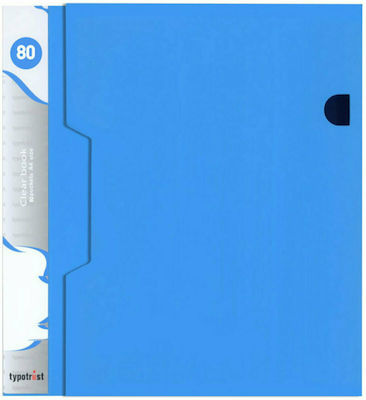 Typotrust Clipboard Flexible with 80 plastic sleeves Slides for Paper A4 Blue 1pcs