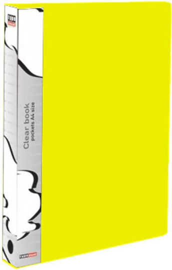 Typotrust Clipboard Flexible with 30 plastic sleeves Slides for Paper A4 Yellow 1pcs