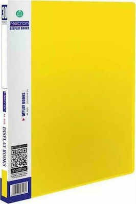 Metron Clipboard Flexible with 30 plastic sleeves Slides for Paper A4 Yellow 1pcs