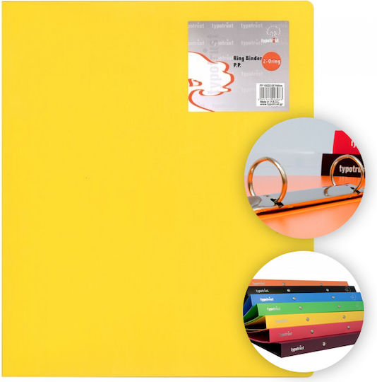 Typotrust Mappe mit 2 Ringen 3/32 für Papier A4 Gelb 1Stück