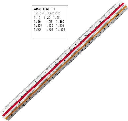 Rotring T1 Κλιμακόμετρο Πλαστικό 30cm με Λαβή Λευκό