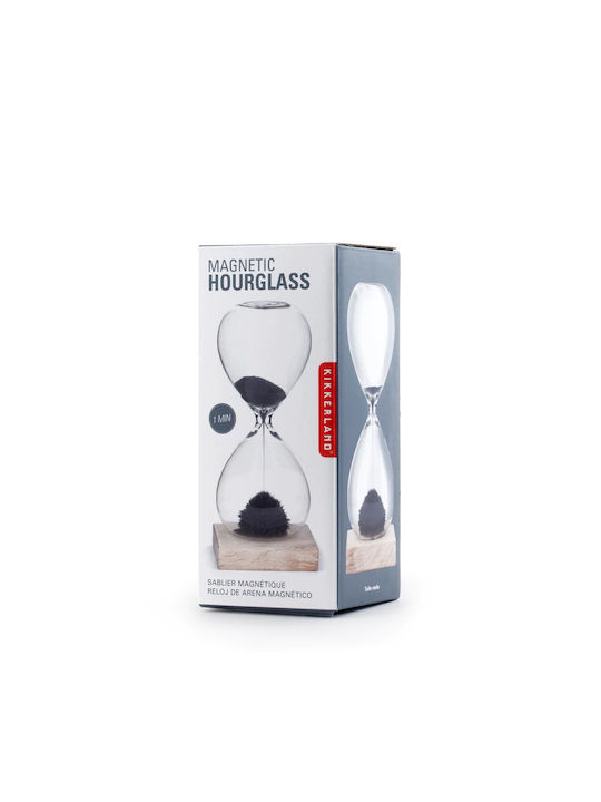 Kikkerland Decorative Office Hourglass Made of Glass 16.5x7x7cm in Black Colour (Miscellaneous Designs)