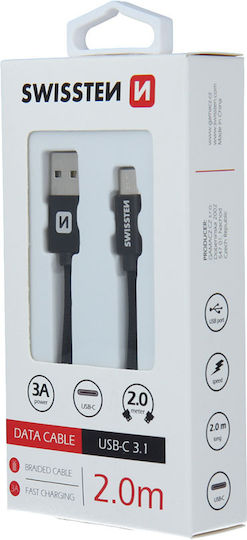 Swissten USB Typ-C Kabel USB 2.0 männlich USB-A Schwarzes 2m 71521301