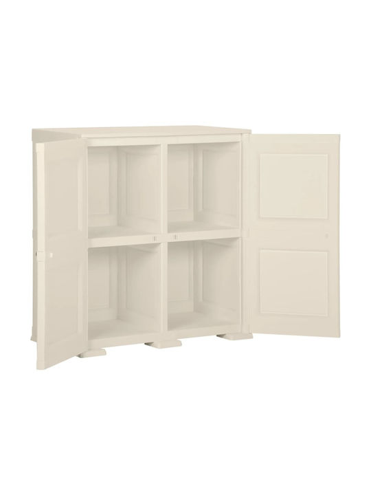 Zweiflügeliger Schrank Kunststoff mit Trennwand & 2 Regale Cream 79x43x85.5cm
