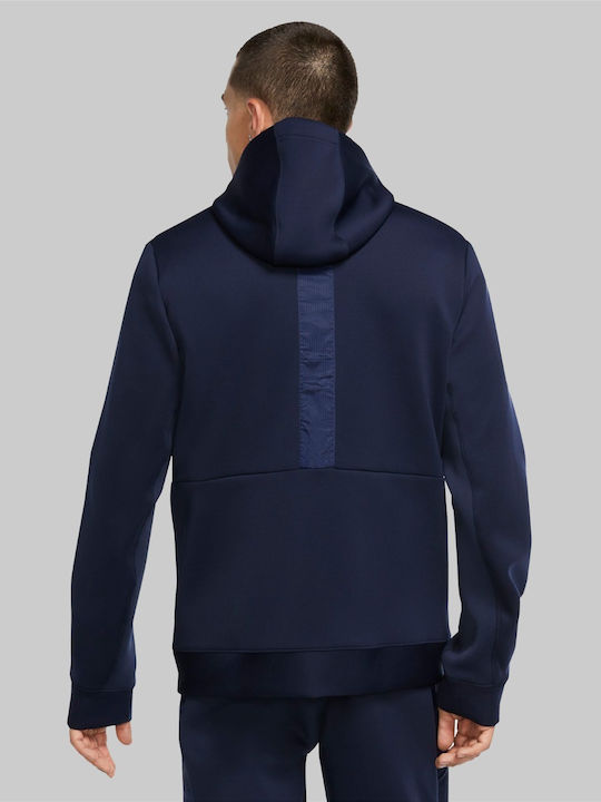 Jordan France Herren Sweatshirt Jacke mit Kapuze und Taschen Marineblau