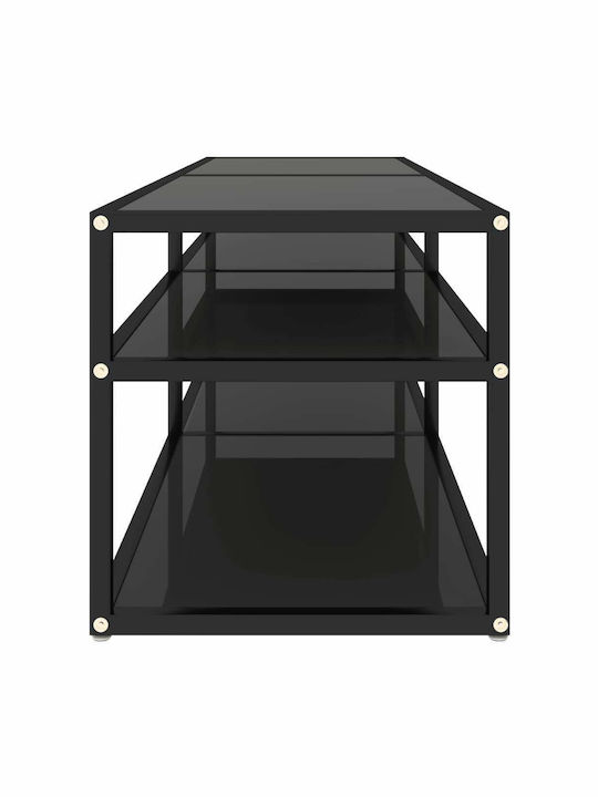 Stand TV Din Metal Și Sticlă Negru L140xA40xÎ40,5cm