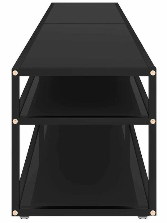 TV-Ständer aus Metall & Glas Schwarz M200xT40xH40,5cm