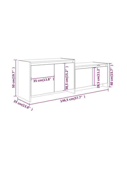Suport TV din Lemn Alb L146.5xW35xH50cm
