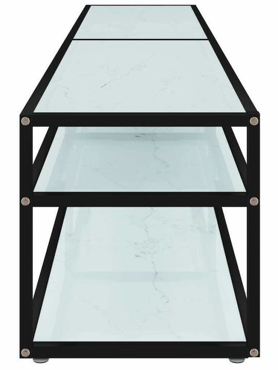 Stand TV Din Metal Și Sticlă Negru L200xA40xÎ40,5cm