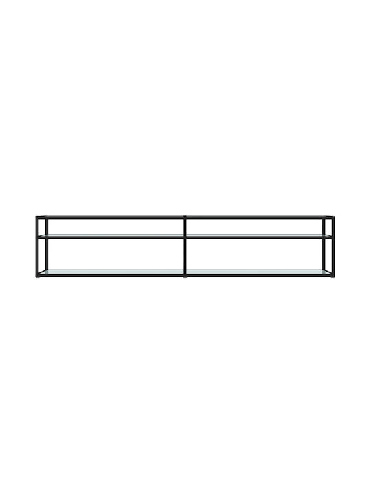 Stand TV Din Metal Și Sticlă Negru L200xA40xÎ40,5cm