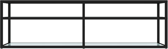 TV Stand with Glass Surface Black Velvet-Black Metal L140xW40xH40.5cm