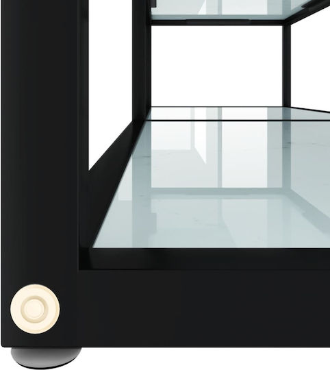 TV Stand with Glass Surface Black Velvet-Black Metal L140xW40xH40.5cm