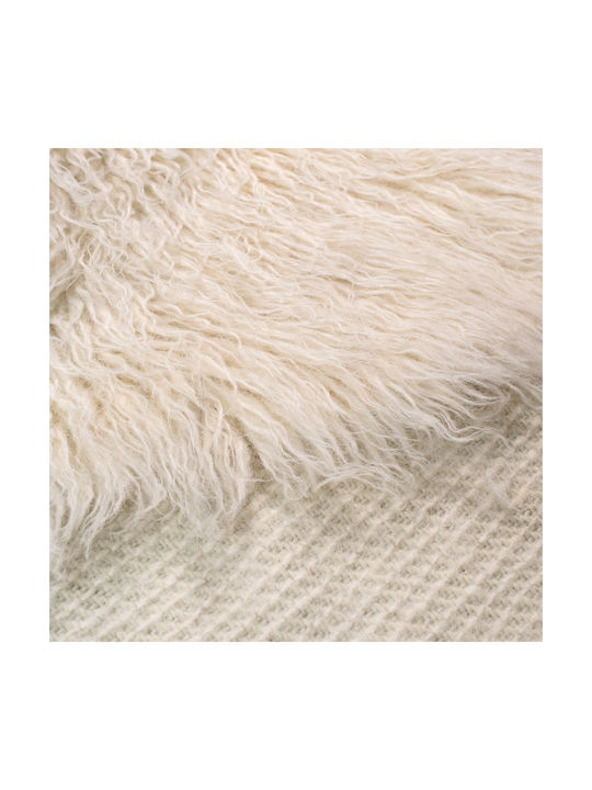 Βιοκαρπέτ Flokati Χαλί Ορθογώνιο Shaggy Μάλλινο Natural White 1000gsm 60x90cm