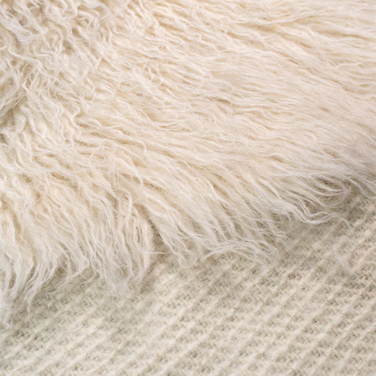 Βιοκαρπέτ Flokati Χαλί Ορθογώνιο Shaggy Μάλλινο Natural White 1000gsm 60x90cm