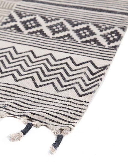 Royal Carpet Lotus 018 Handmade Rug Rectangular Cotton with Fringes Gray