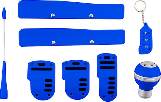 Autoline Tunning Kit Σετ Πεταλιέρες & Λεβιές Αυτοκινήτου Universal Μπλε 5τμχ 11183-blue