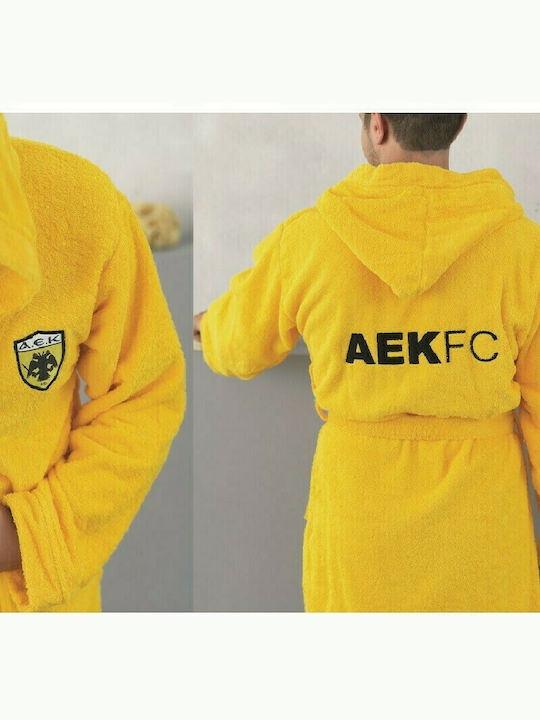 Palamaiki AEK Μπουρνούζι με Κουκούλα Κίτρινο 420gr/m²