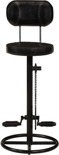 Stool Bar with Backrest Leather Black Velvet-Black Metal 2pcs 44x44x109cm