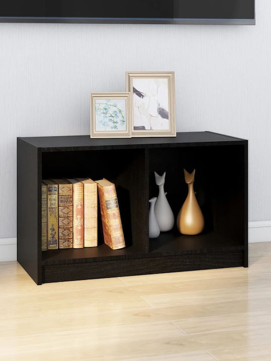 TV Stand from Solid Wood Black Velvet-Black Metal L70xW33xH42cm