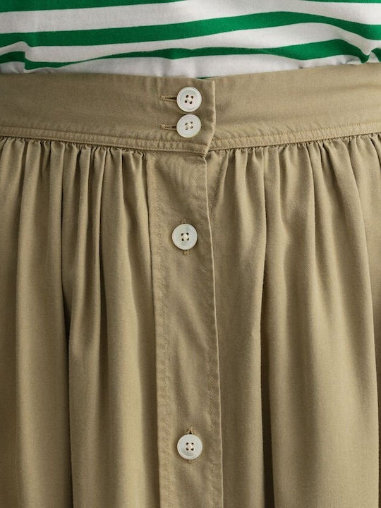 High-waisted Midi Skirt Khaki