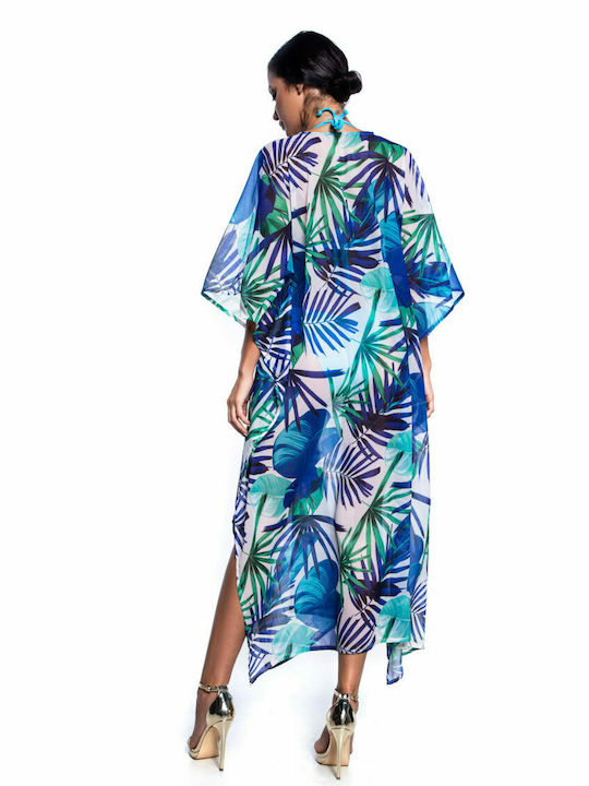 Bluepoint Tropical Chaos Women's Maxi Caftan Beachwear Blue