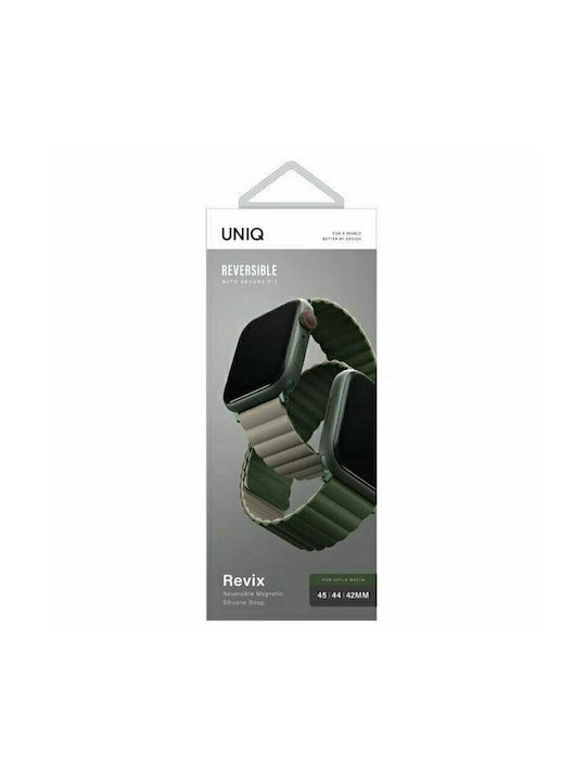 Uniq Revix Reversible Armband Silikon Green/Taupe (Apple Watch Ultra/SE/8/7/7/6/5/4) UNIQ-45MM-REVGRNTPE