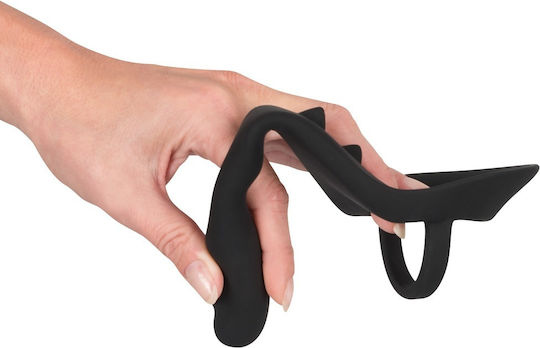 You2Toys Black Velvets Cock & Balls Spliting Ring with Buttplug Black 10.5cm